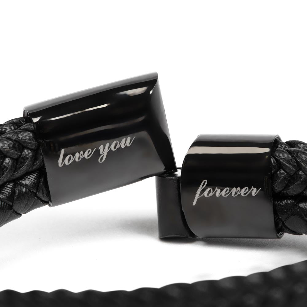Personalized Vegan Leather Bracelet, To My Son LOVE YOU FOREVER, Personalised Name Message Card, Son Gifts,
