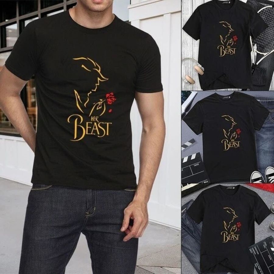 Her Beast His Beauty Couple Shirt, Matching Shirts, Beauty and the Beast Couple Shirt, Couples T Shirt Beast Beauty Print.