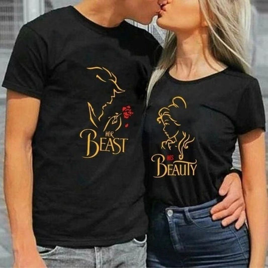 Her Beast His Beauty Couple Shirt, Matching Shirts, Beauty and the Beast Couple Shirt, Couples T Shirt Beast Beauty Print.