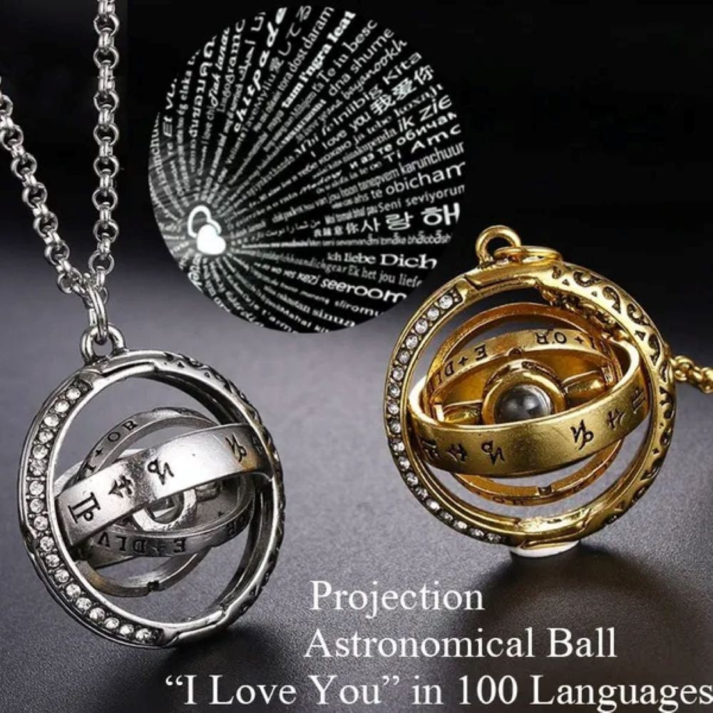 Astronomical Ball Sphere Necklace, 100 Language I Love You Pendant, Foldable Necklace, Astronomical Necklace, Gift for Friends