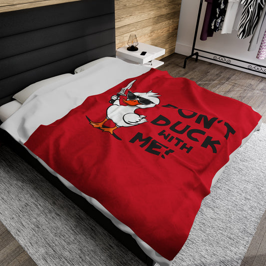 Don't Duck with Me Velveteen Plush Blanket, Throw Blanket, gift, Home decor Cozy Throw Blanket, Funny Plush Blanket