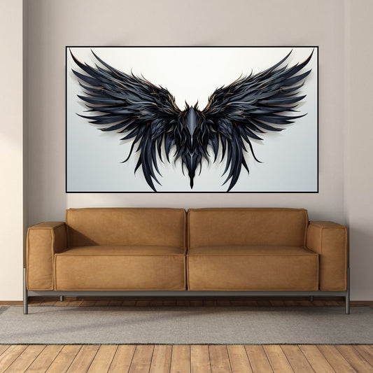 Dark Angel Wings Large Canvas Art, Beautiful Canvas Art, Large Poster, Dark Angel Wings Framed Canvas, Gift, Painting Canvas Artwork