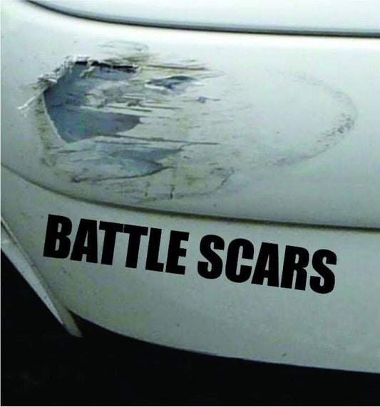 Funny Bumper Stickers, Battle Scars Decal, Car Accessories, Funny Car Vinyl