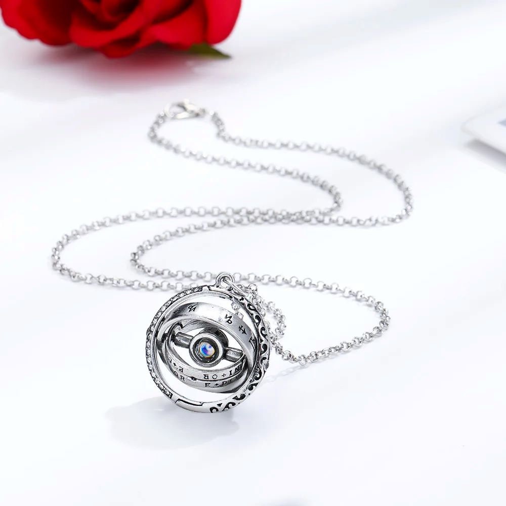 Astronomical Ball Sphere Necklace, 100 Language I Love You Pendant, Foldable Necklace, Astronomical Necklace, Gift for Friends