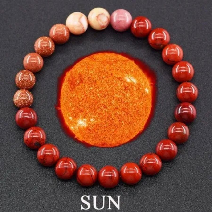 Eight Planets Natural Stone Bracelet, Solar System Bracelet, Gemstone Bracelets, Unisex Jewelry, MiniVerse Bracelet, Sun & Moon Included