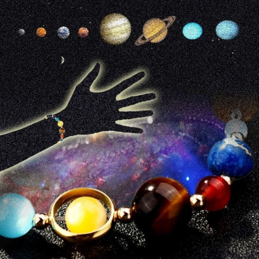 Universe Galaxy Bracelet, The Eight Planets Bracelet, Solar System Natural Stone Bead Bracelet, MiniVerse Bracelet